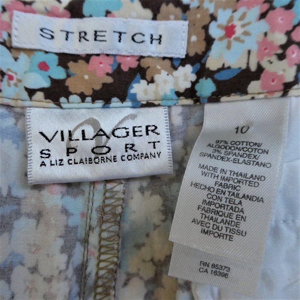 29x21.5 Vintage Ditsy Floral Pants Liz Claiborne Crop Stretch High Waist 10 M - Picture 7 of 8